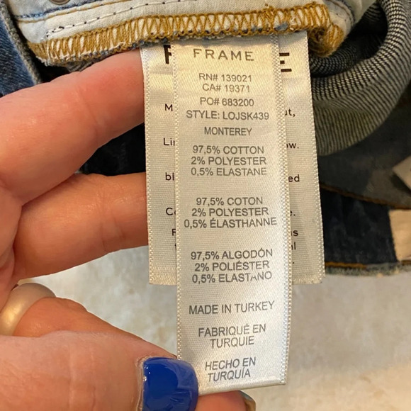 FRAME Le Original Skinny Distressed Jeans Button Fly/Monterey Wash 33585 - Picture 9 of 12